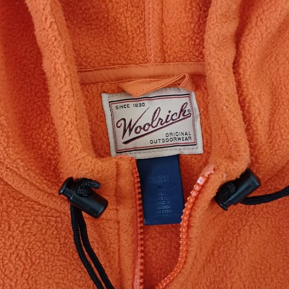 Woolrich Orange Zip Up Hoodie Size XL - Picture 3 of 3